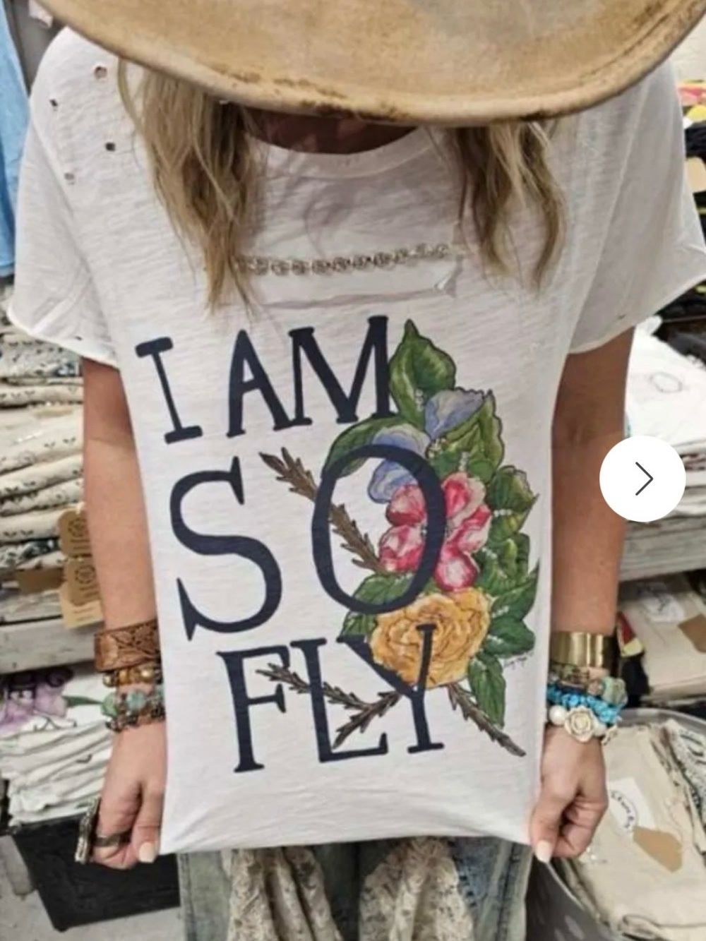 A Rare Bird Women’s I Am So Fly Floral Graphic Tee - White